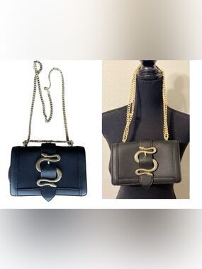 Express Black Shoulder/Crossbody Bag with Gold Snake Accent Versatile Staple